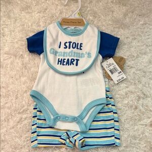 Baby essentials “I Stole Grandmas heart” 3pc set nwt